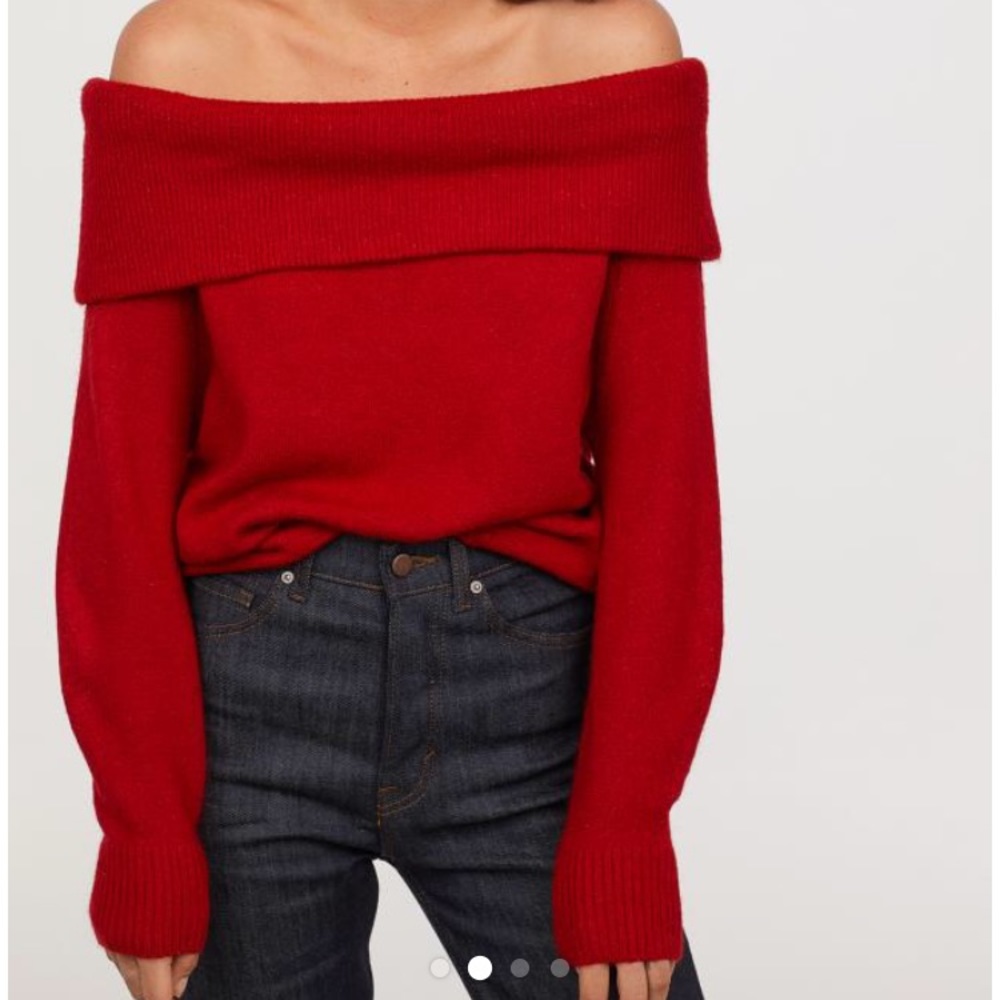 H & M Off the Should Red Sweater